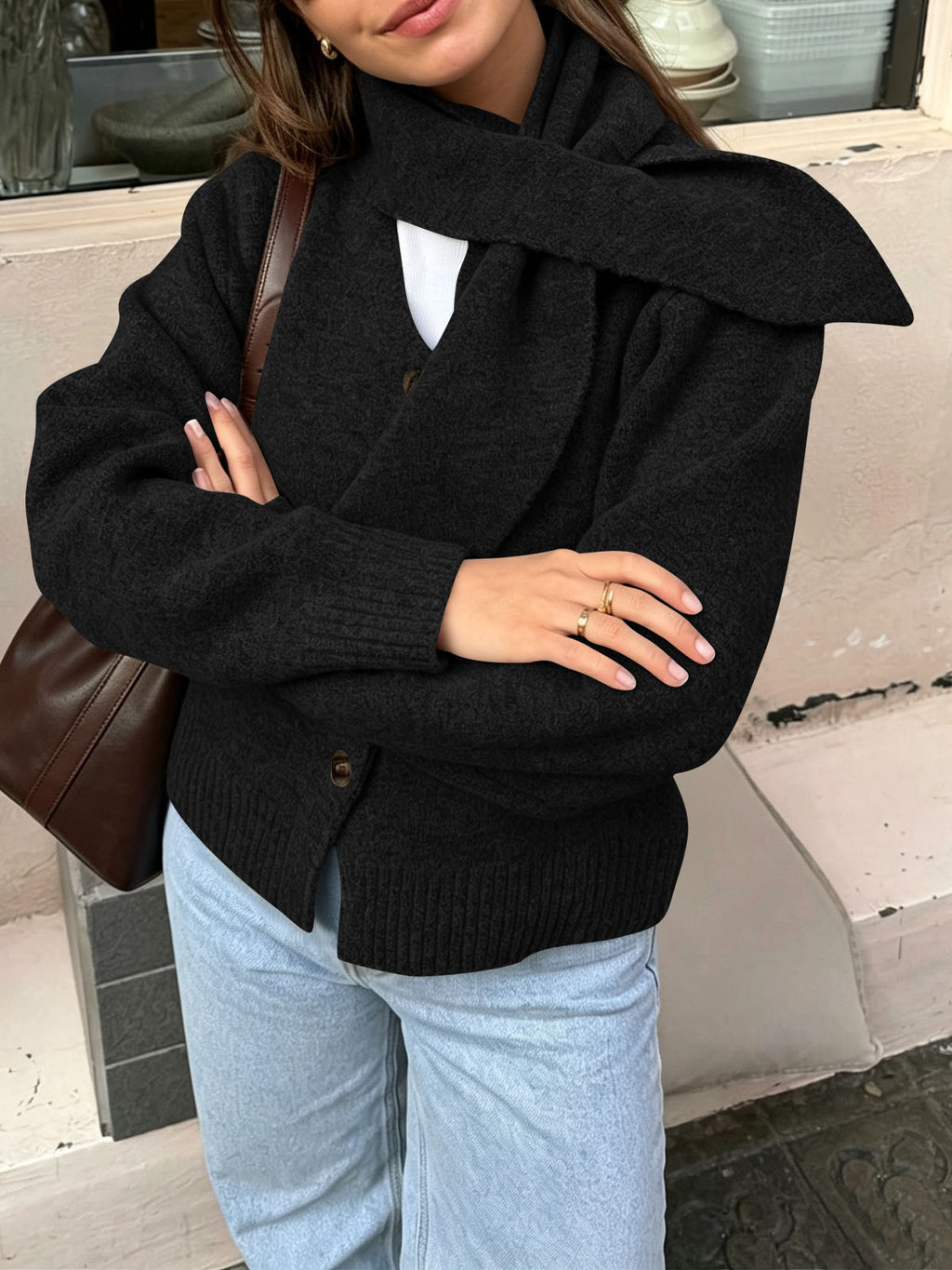 Saodimallsu Women Button Up Knit Cardigan
