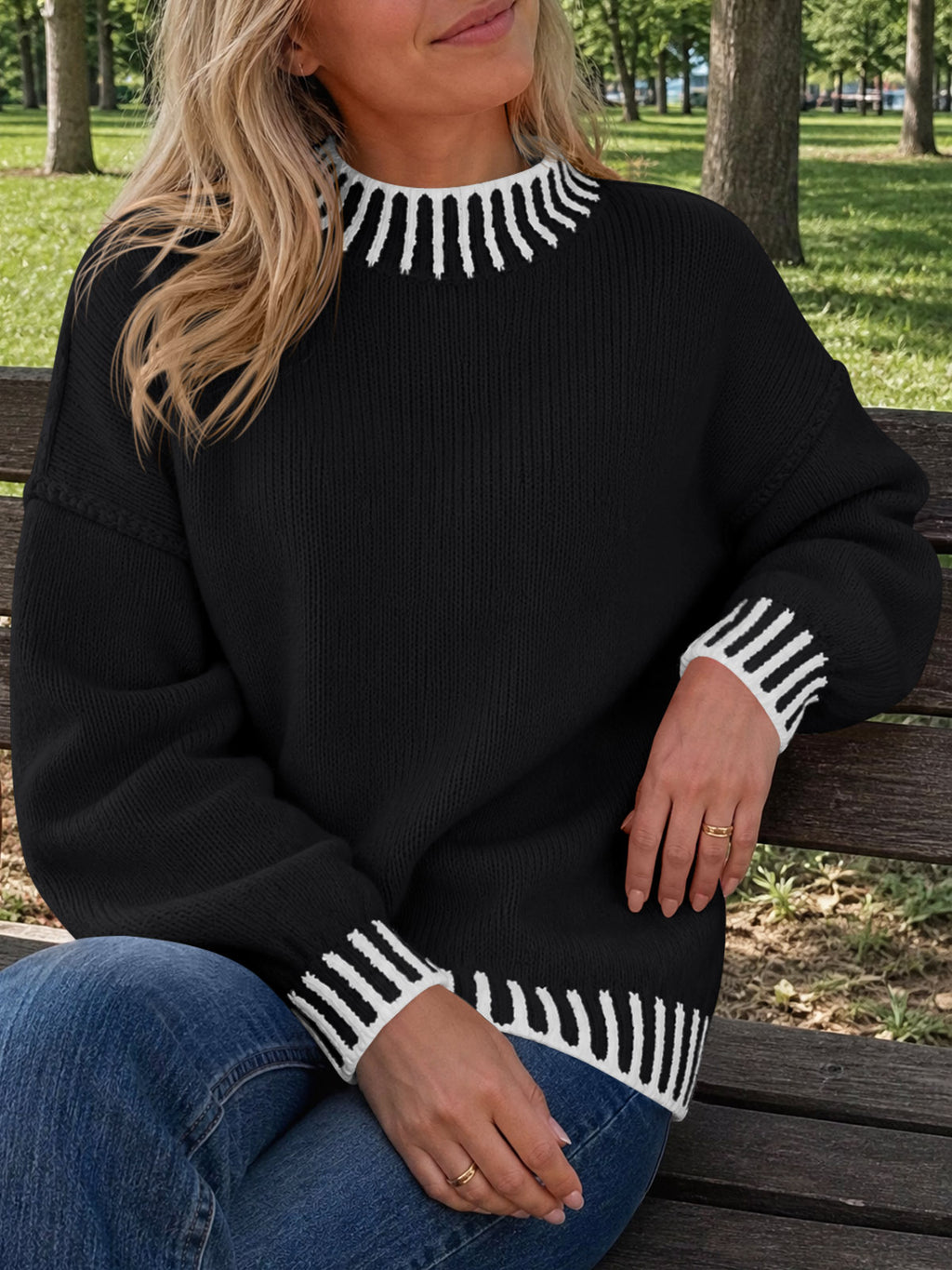 Saodimallsu Womens Chunky Mock Neck Sweater