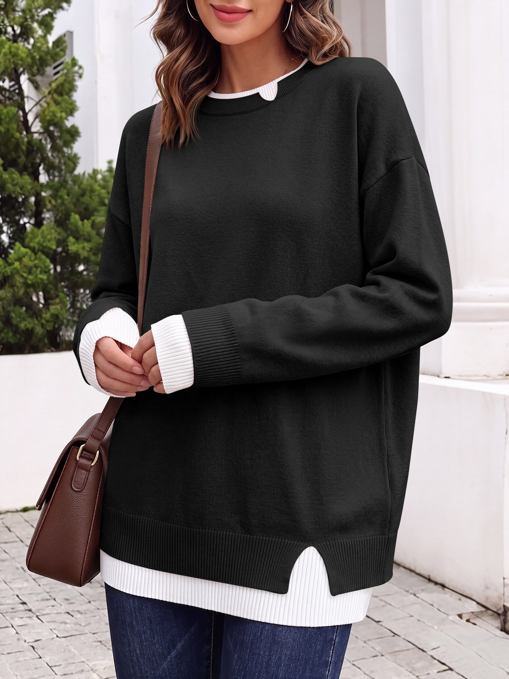 Saodimallsu Womens Fall Crewneck Pullover Sweater