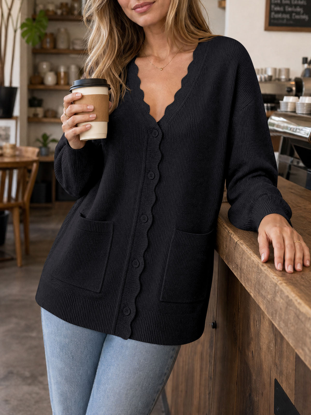 Saodimallsu Womens Oversized V Neck  Cardigan