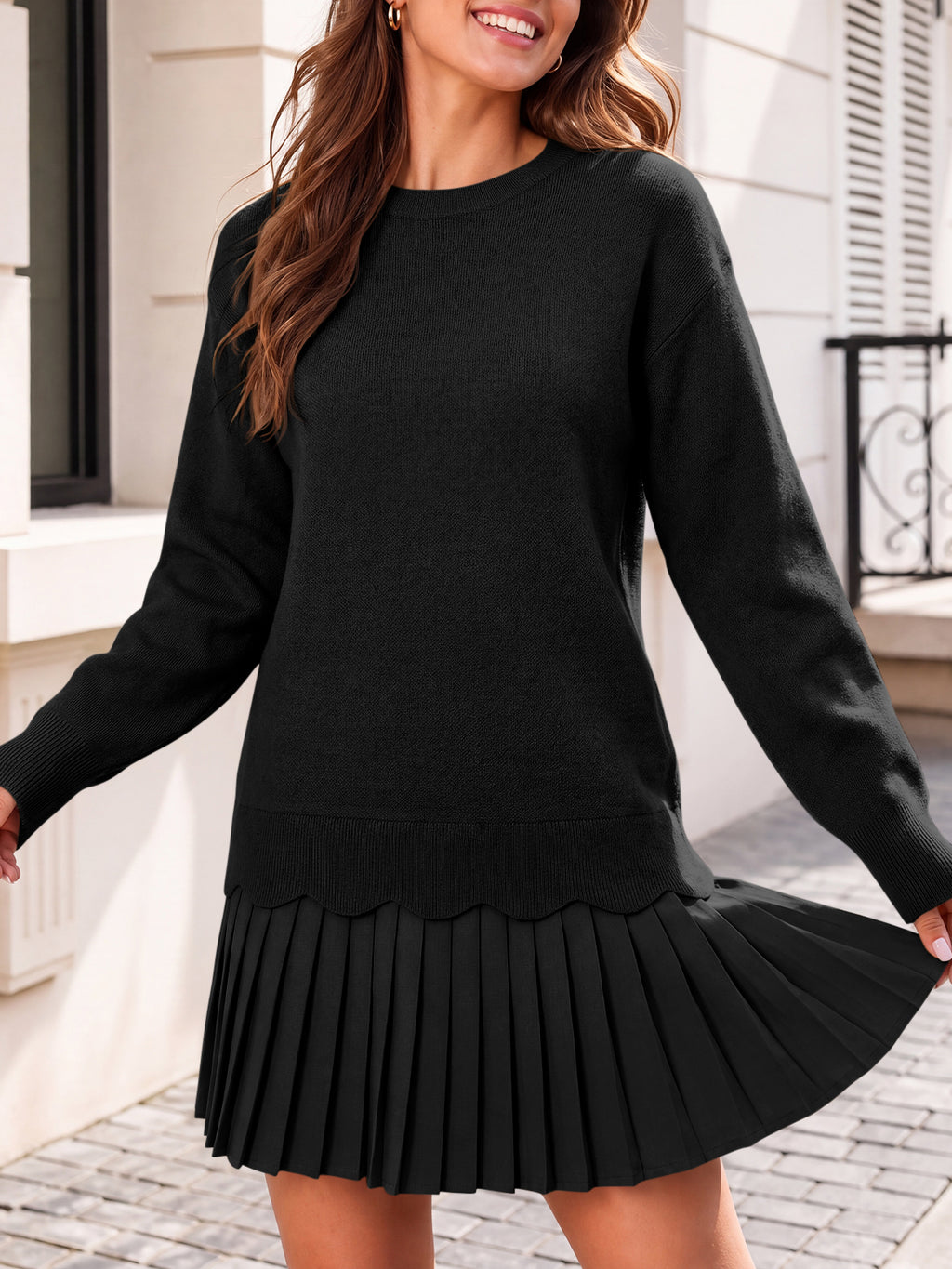 Saodimallsu Women Pleated Sweater Dress