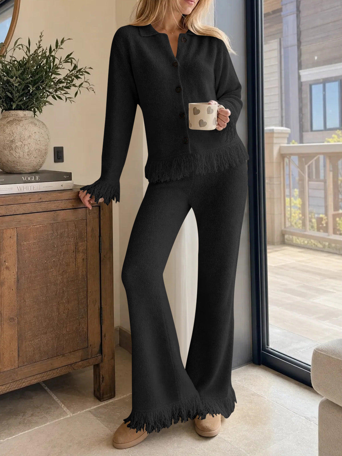 Saodimallsu Womens Fringe Sweater Sets