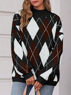 Saodimallsu Womens Oversized Argyle Fall Winter Sweater