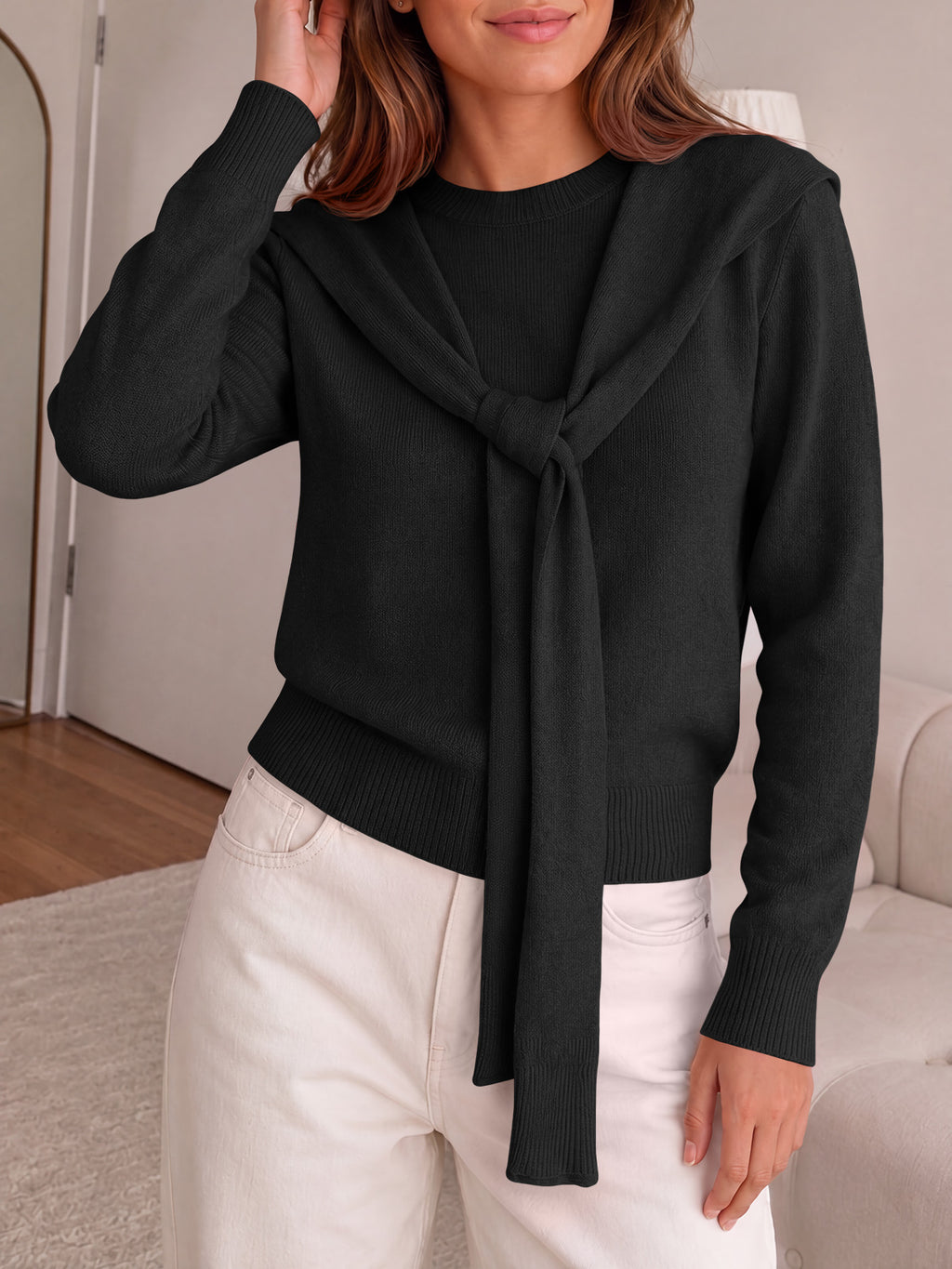 Saodimallsu Women Crew Neck Pullover Sweaters