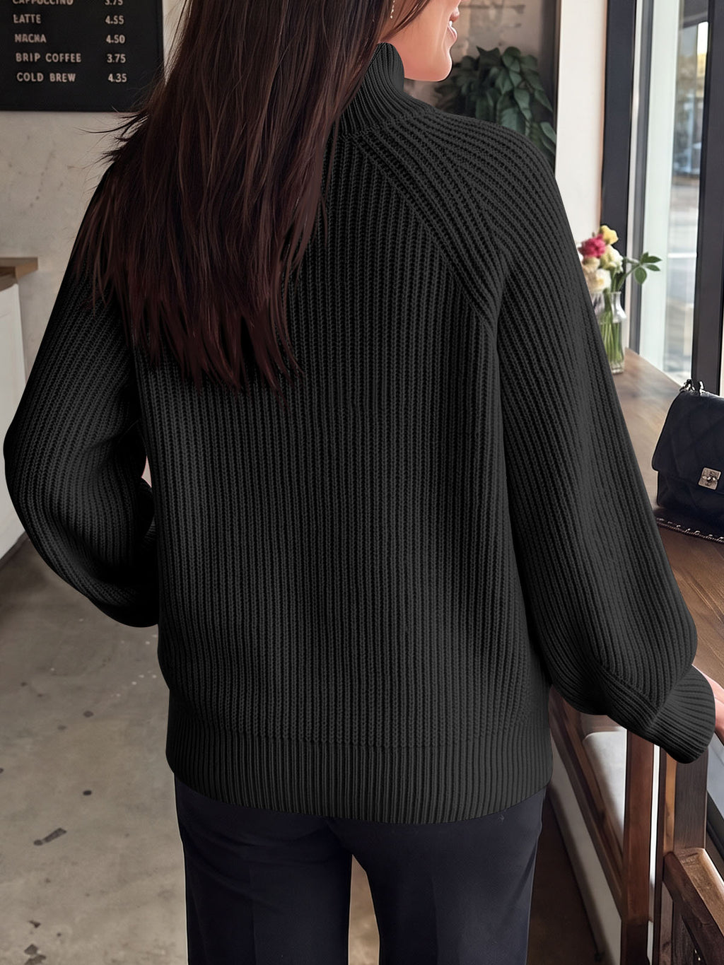 Saodimallsu Womens High Neck Oversized Knit Sweater