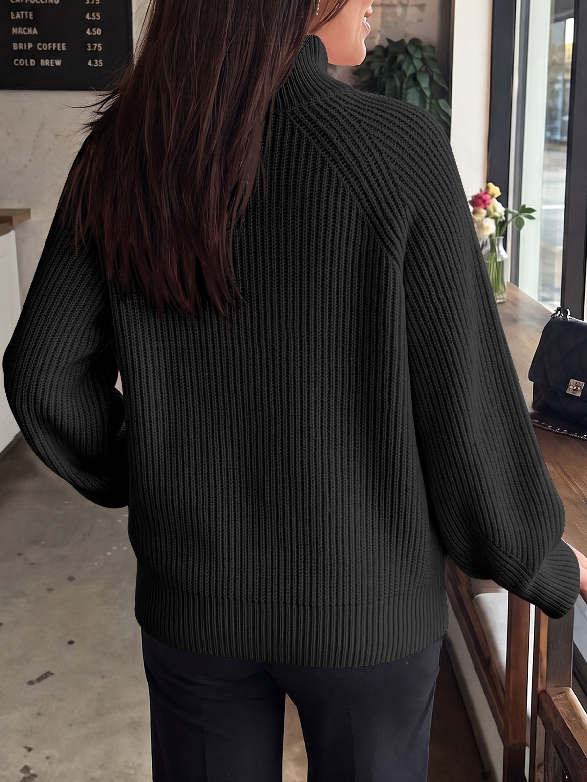 Saodimallsu Womens High Neck Oversized Knit Sweater