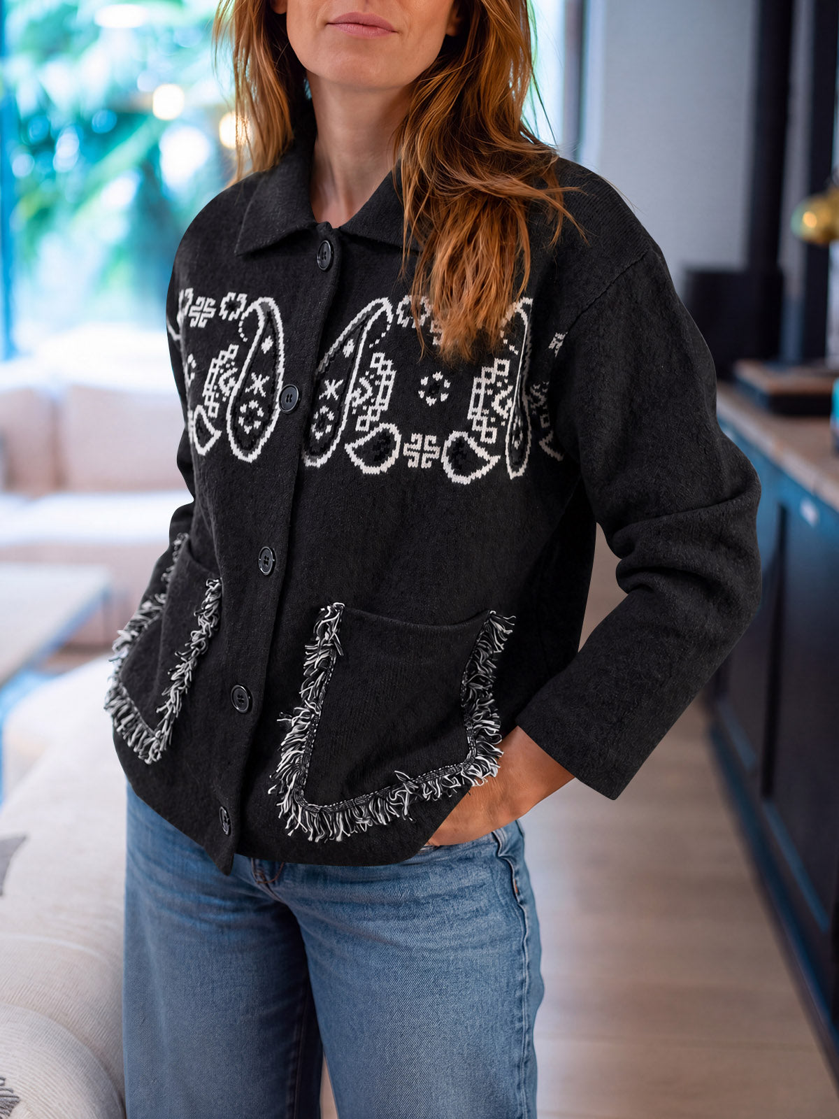 Saodimallsu Womens Boho Fringe Cardigan