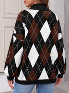 Saodimallsu Womens Oversized Argyle Fall Winter Sweater