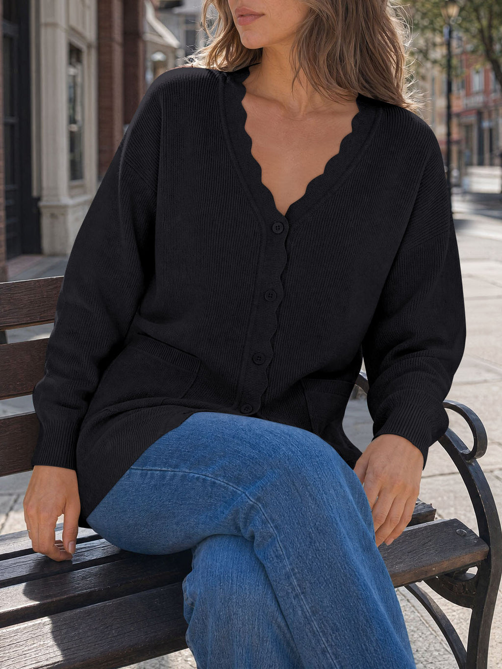 Saodimallsu Womens Oversized V Neck  Cardigan