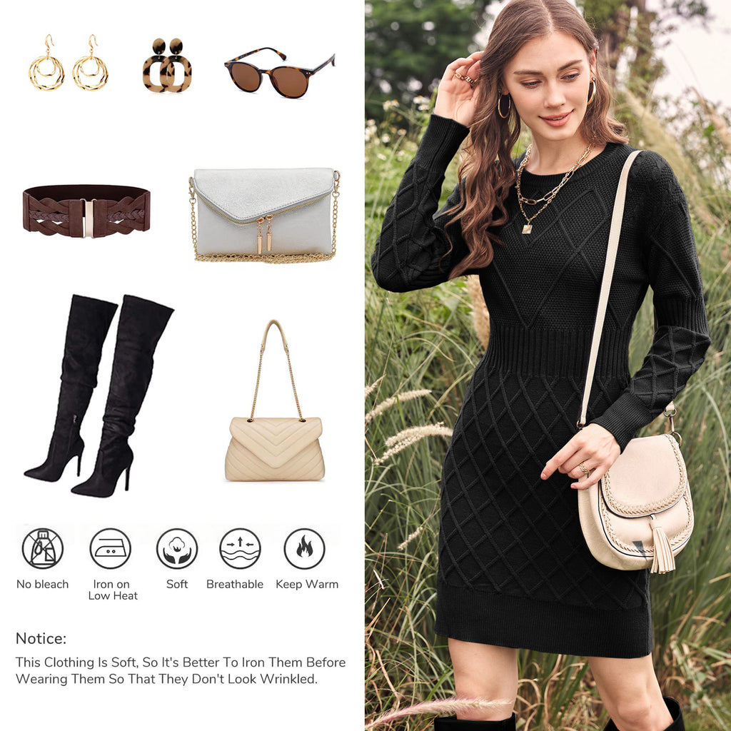 Saodimallsu Womens Bodycon Mini Sweater Dress