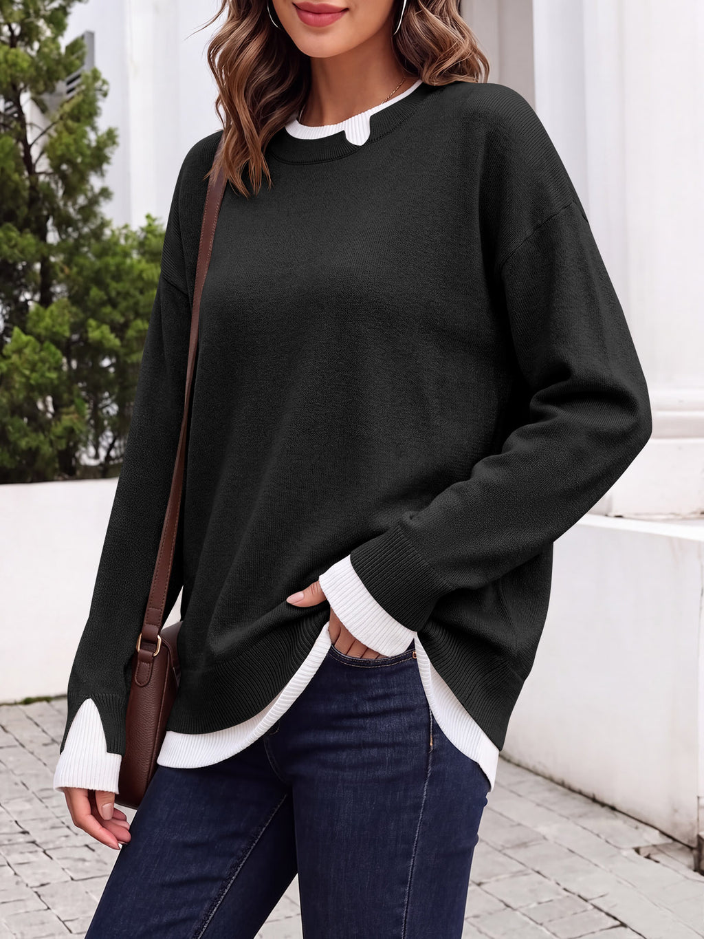 Saodimallsu Womens Fall Crewneck Pullover Sweater