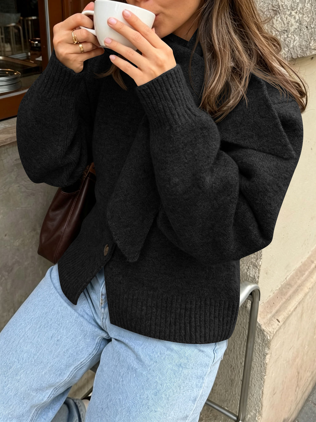 Saodimallsu Women Button Up Knit Cardigan
