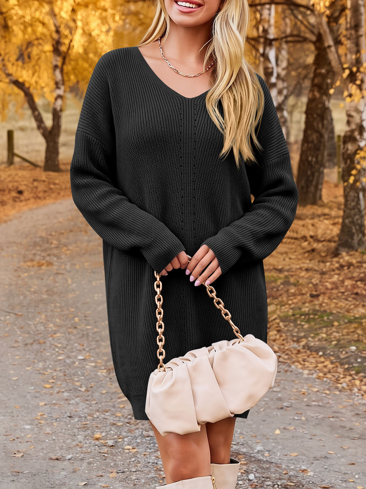 Saodimallsu Womens Fall Mini Knit Sweater Dress