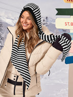 Saodimallsu Womens Striped Hooded Scarf Knit Hat