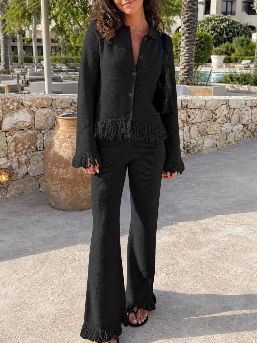 Saodimallsu Womens Fringe Sweater Sets