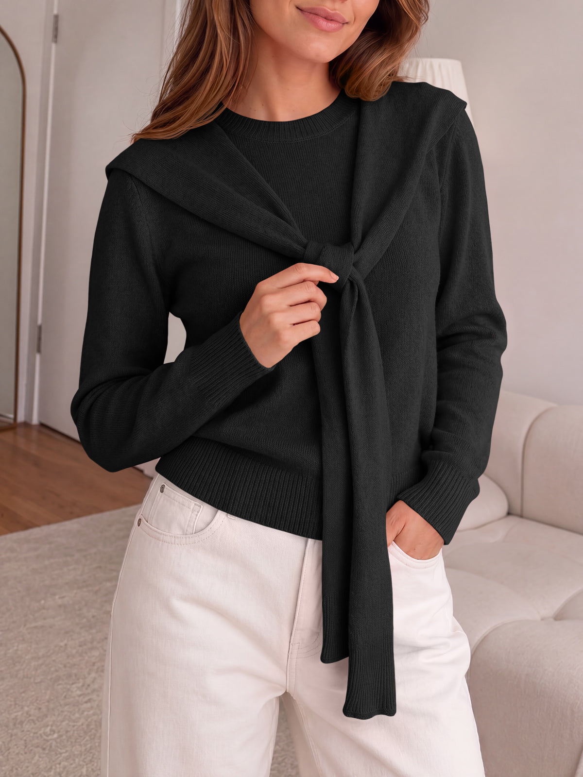 Saodimallsu Women Crew Neck Pullover Sweaters