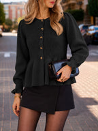 Saodimallsu Womens Peplum Ruffle Sleeve Cardigan