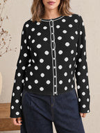 Saodimallsu Womens Polka Dot Button Up Cardigan