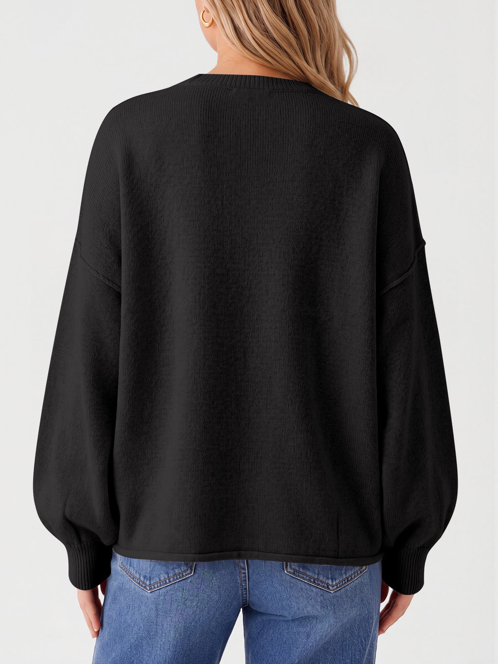Saodimallsu Womens Oversized Crewneck Knit Pullover Tops