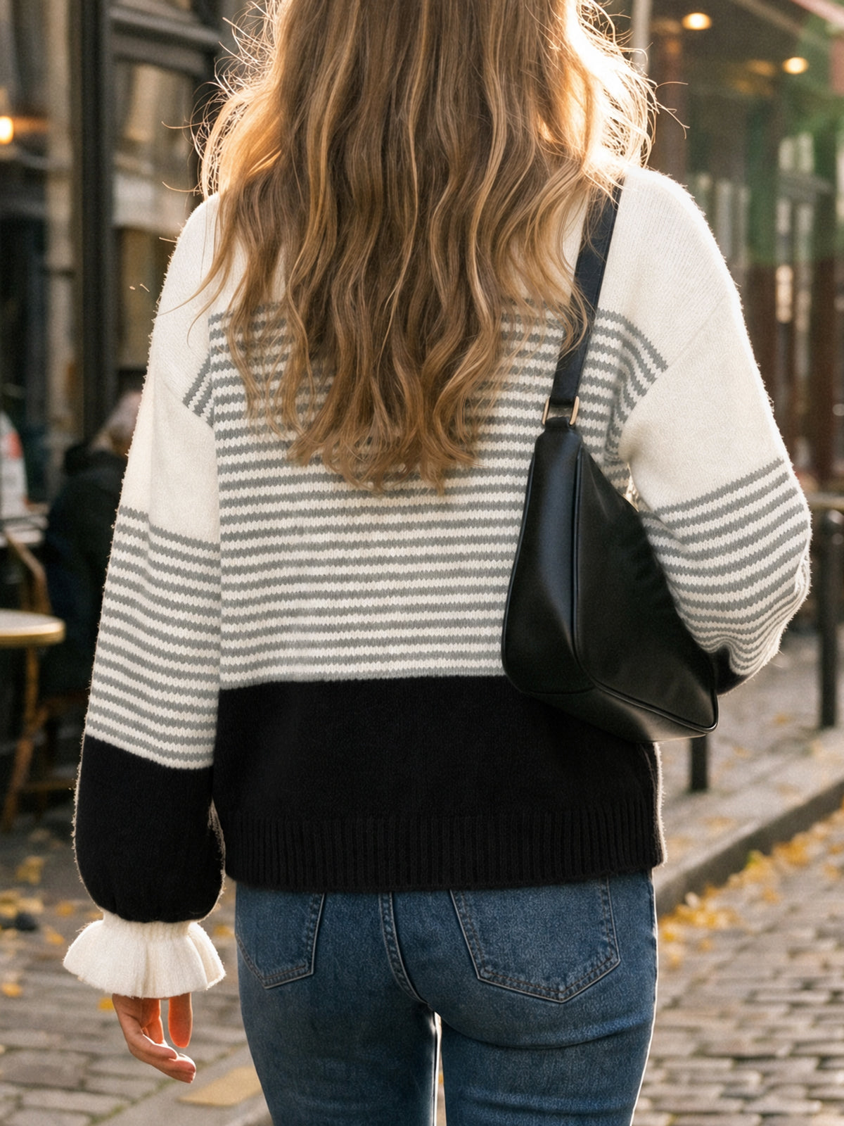 Saodimallsu Women Ruffle Sleeve Sweater