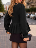 Saodimallsu Womens Peplum Ruffle Sleeve Cardigan