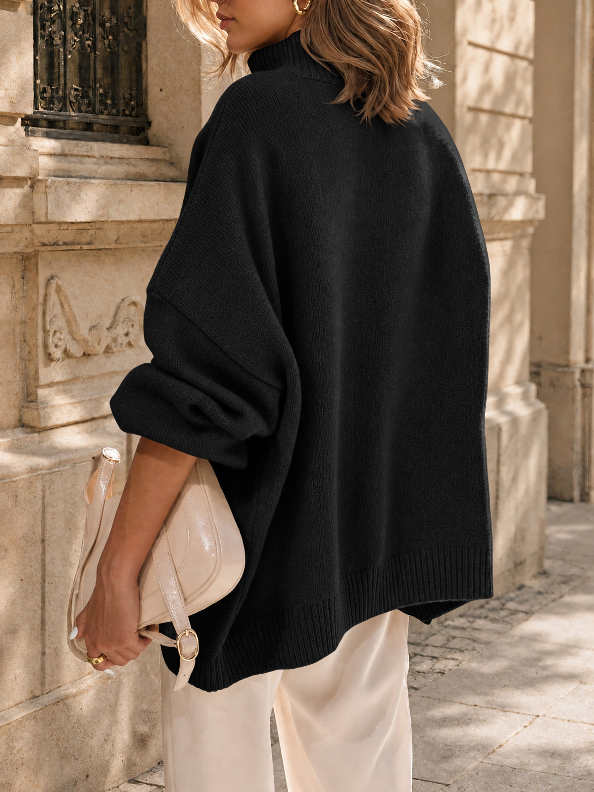 Saodimallsu Womens Mock Neck Oversized Sweater