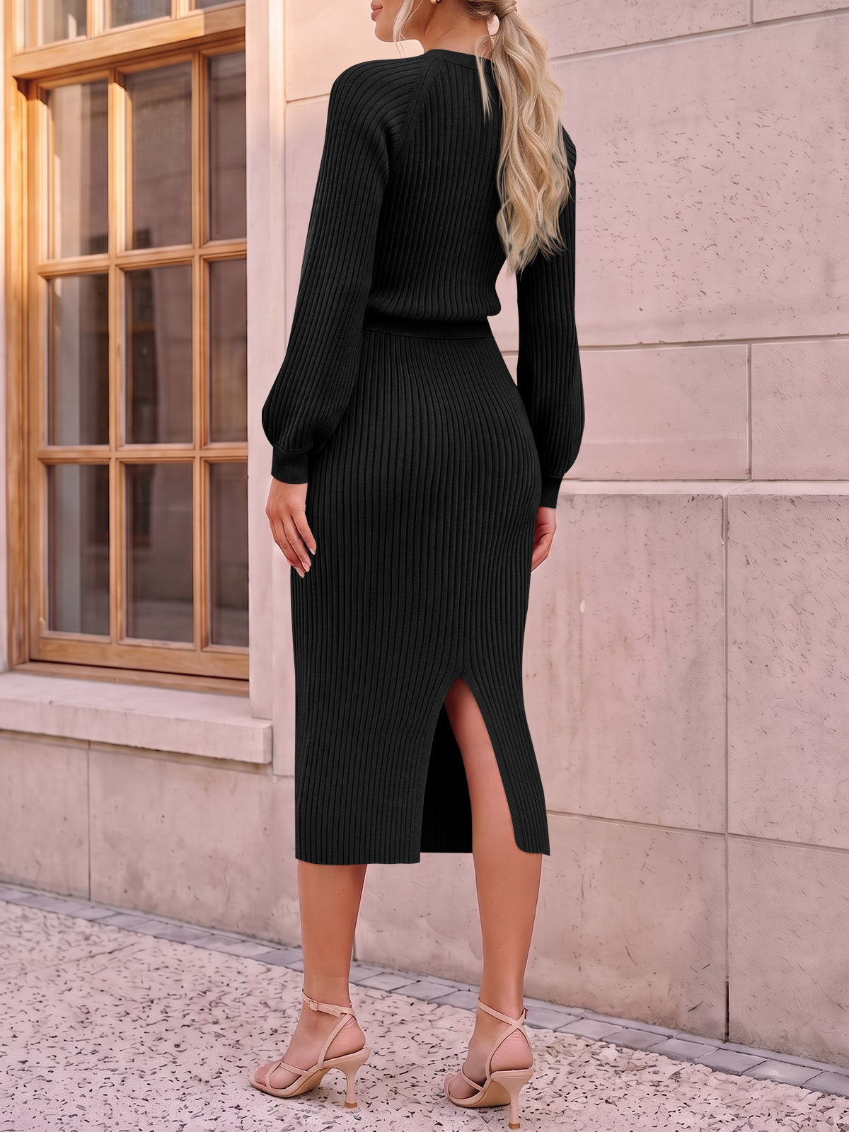 Saodimallsu Womens Ribbed Knit Sweater Dress