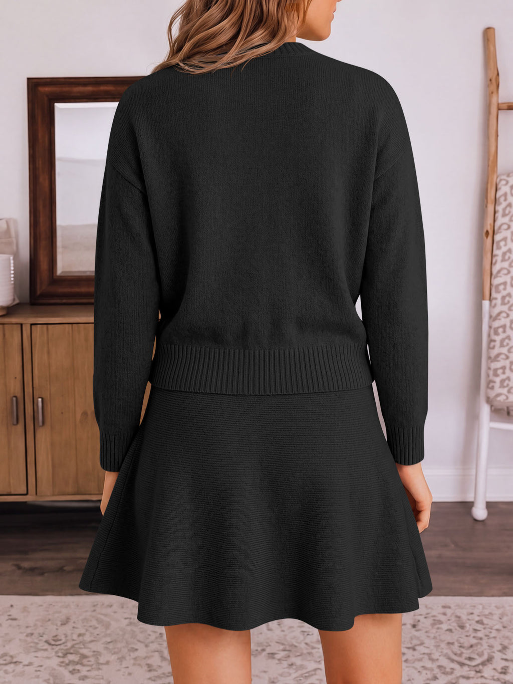 Saodimallsu Women 2 Piece Sweater Skirt Set