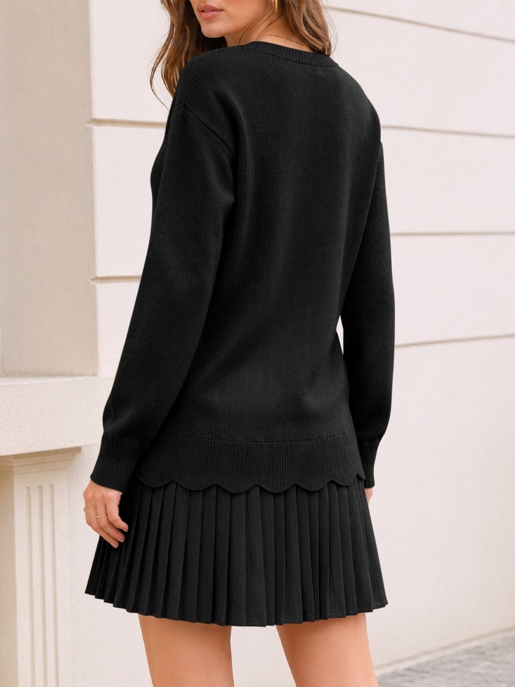 Saodimallsu Women Pleated Sweater Dress
