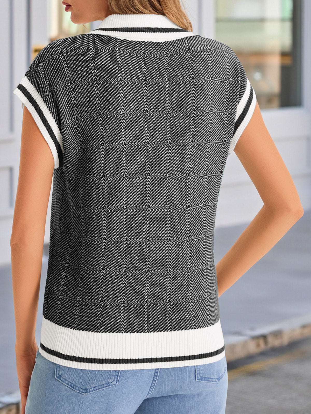 Saodimallsu Womens Color Block V Neck Vest