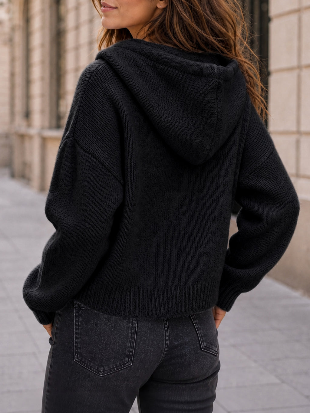 Saodimallsu Womens Zip Up Hooded Knit Cardigan