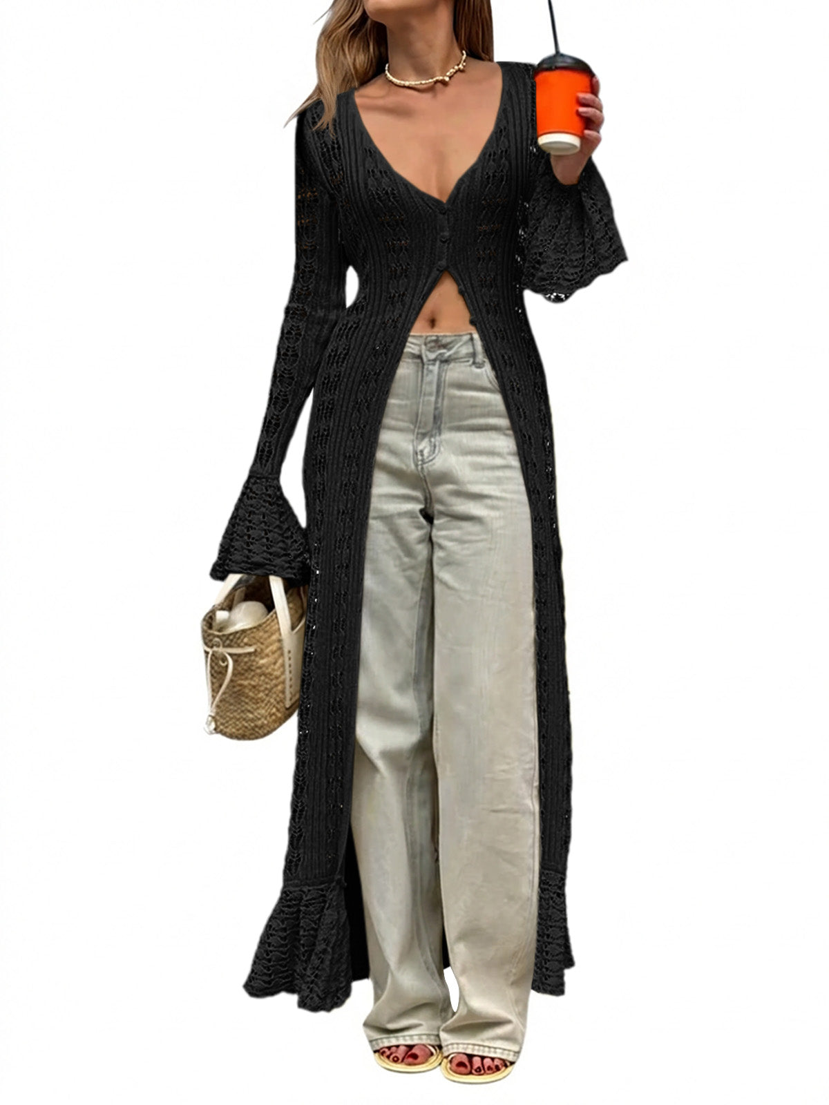 Saodimallsu Womens Boho Crochet Cardigan