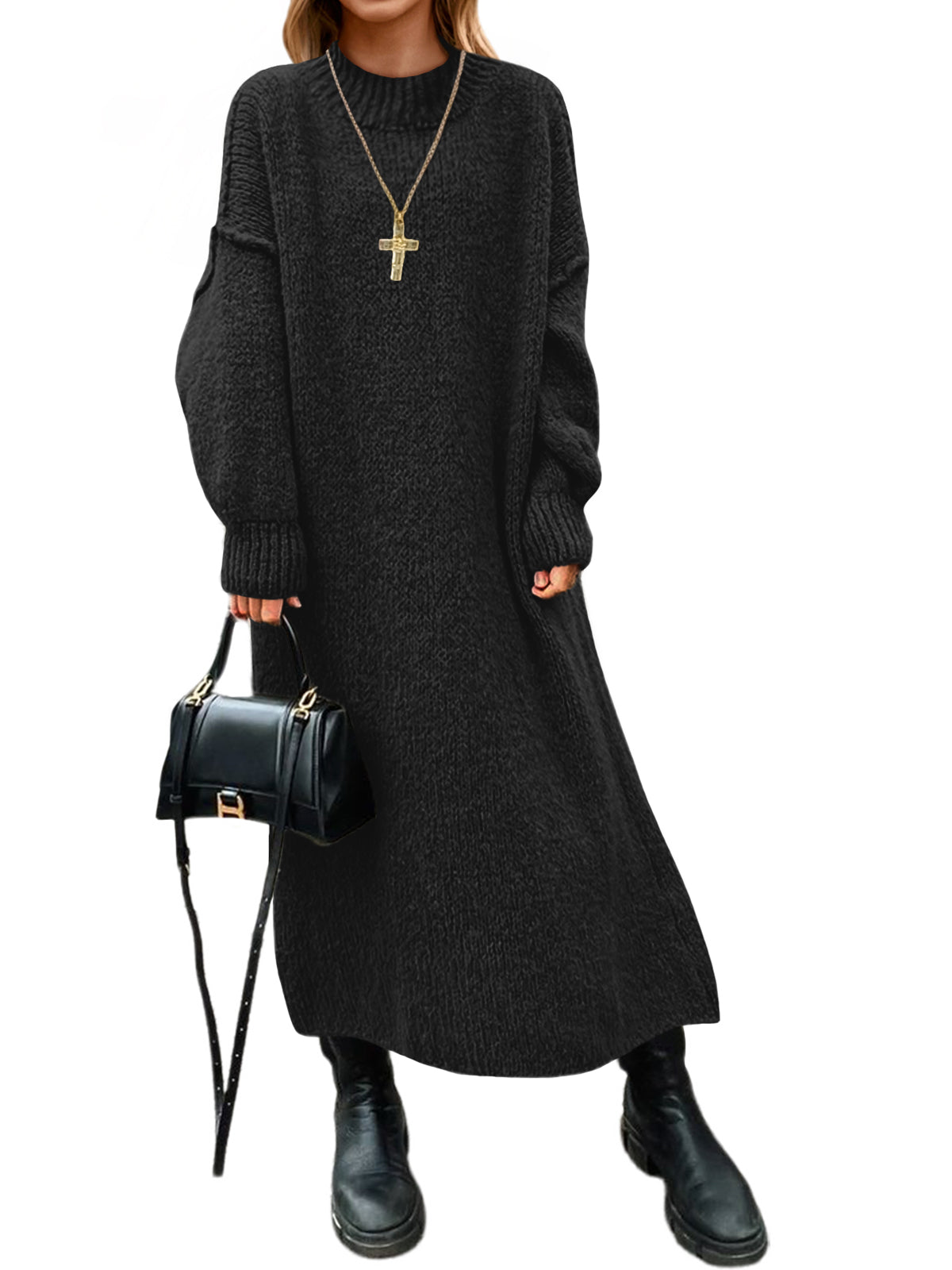 Saodimallsu Womens Mock Neck Sweater Dress