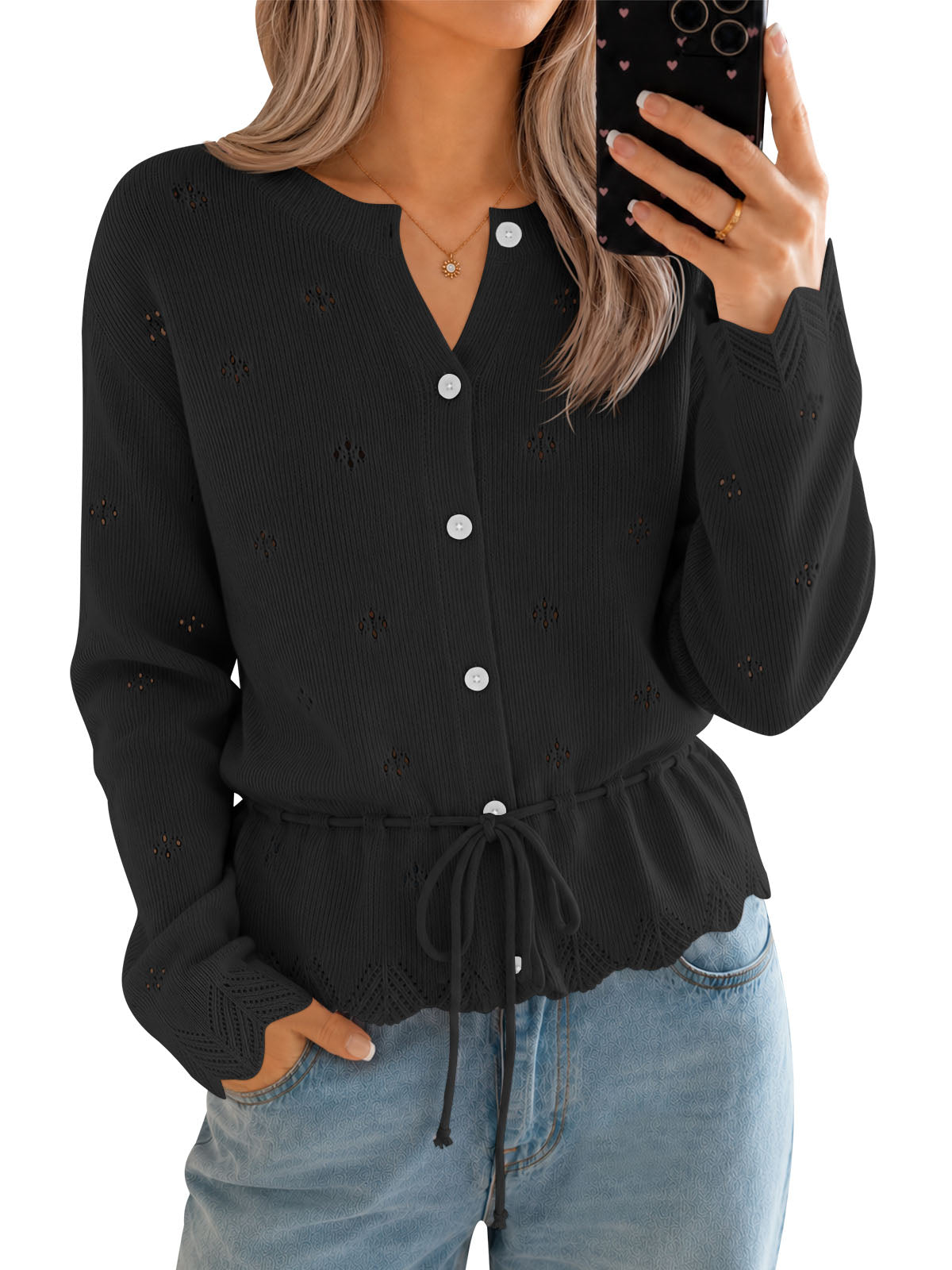 Saodimallsu Women Crochet Cardigan Sweater
