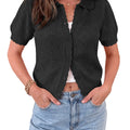 Saodimallsu Women Crochet Puff Sleeve Cardigan