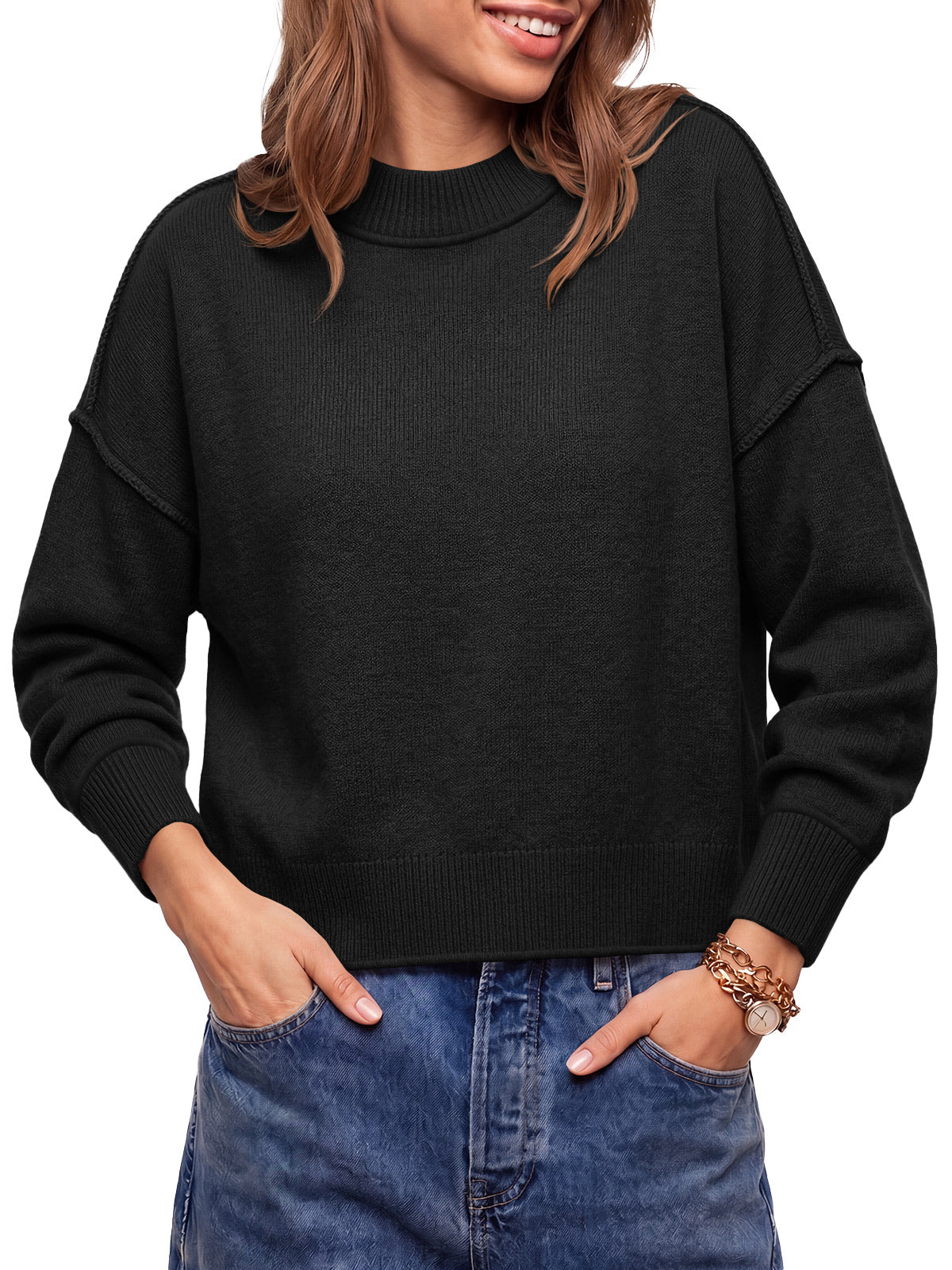 Saodimallsu Womens Cropped Knit Tops