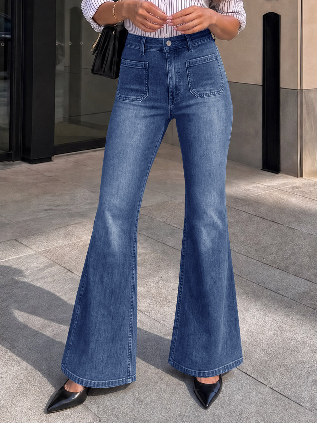Saodimallsu Womens High Waisted Flare Jeans