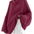 Saodimallsu Wine red Womens Mock Neck Sweater