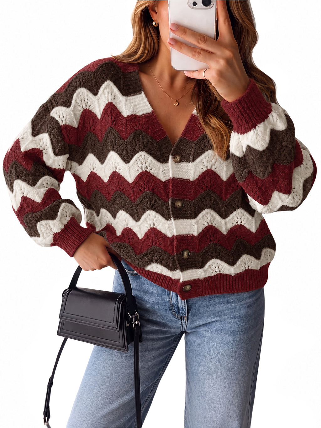 Saodimallsu Women Oversized Striped Cardigan