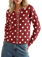 Saodimallsu Womens Polka Dot Button Up Cardigan