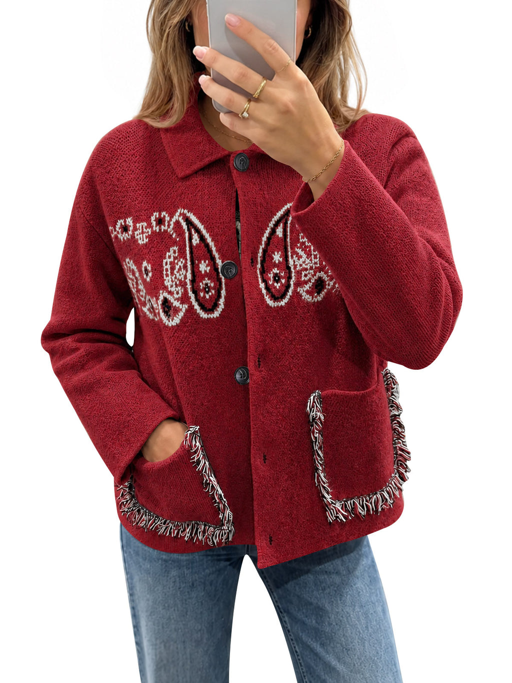 Saodimallsu Womens Boho Fringe Cardigan