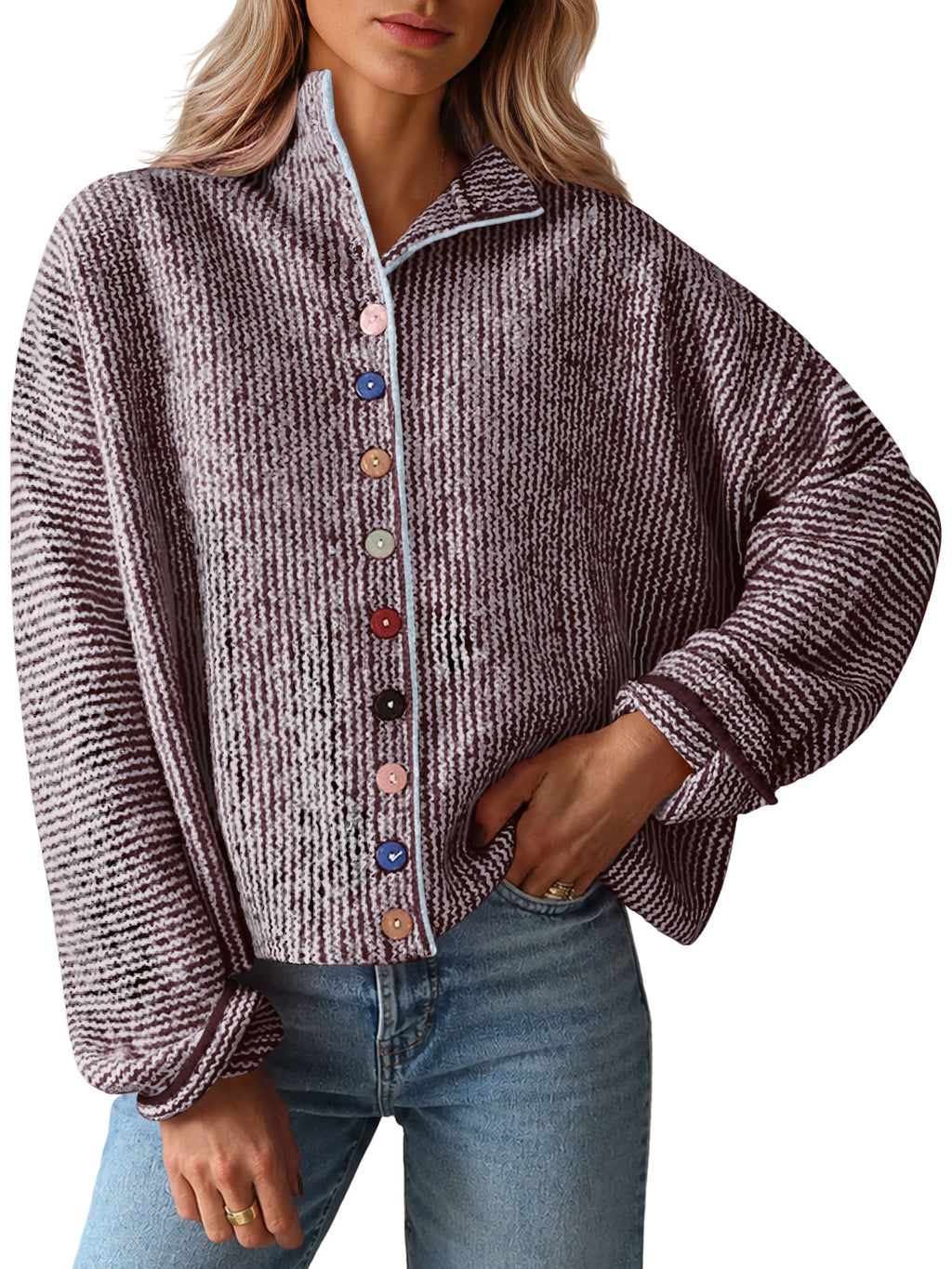 Saodimallsu Women Button Up Knit Sweater