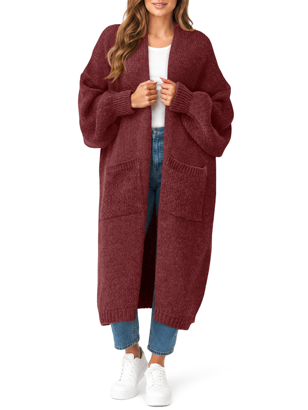 Saodimallsu Womens Oversized Open Front Cardigan