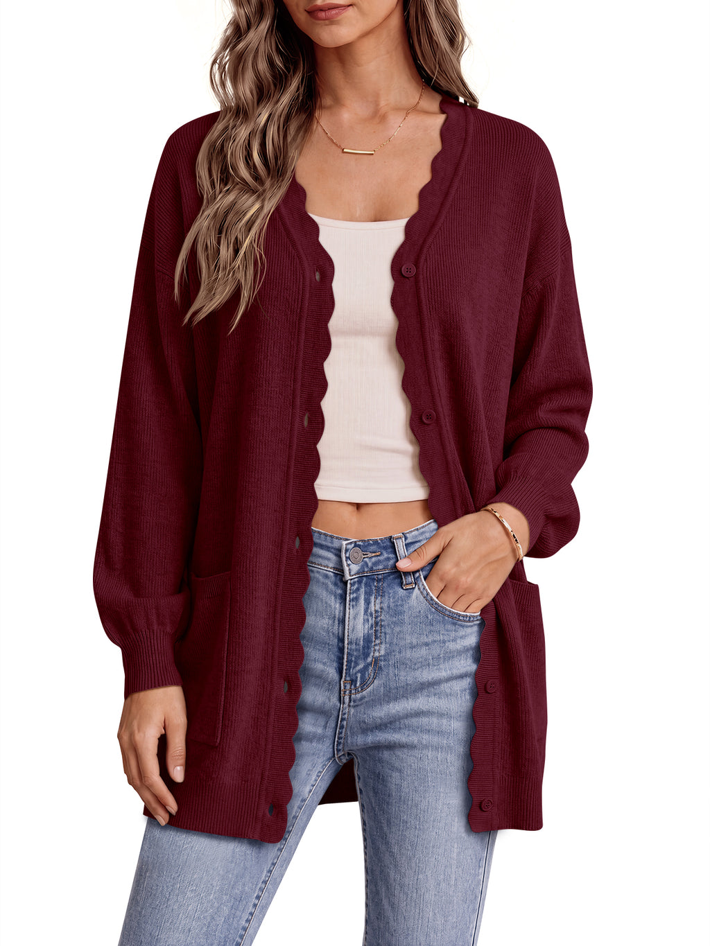 Saodimallsu Womens Oversized V Neck  Cardigan