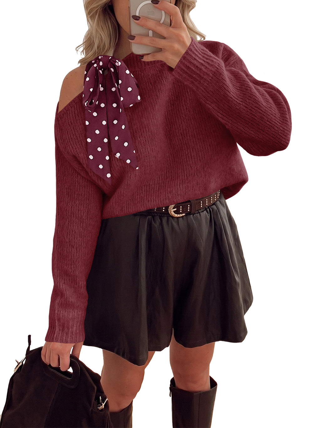 Saodimallsu Womens One Shoulder Sweater Tops