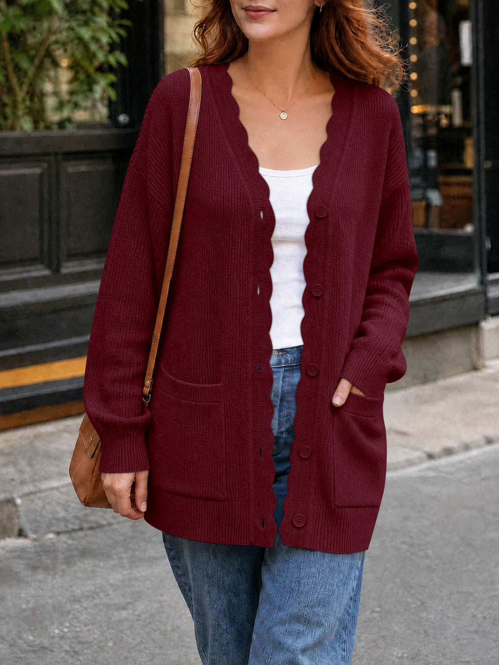 Saodimallsu Womens Oversized V Neck  Cardigan