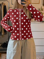 Saodimallsu Womens Polka Dot Button Up Cardigan