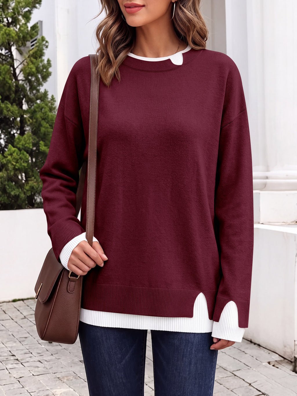 Saodimallsu Womens Fall Crewneck Pullover Sweater