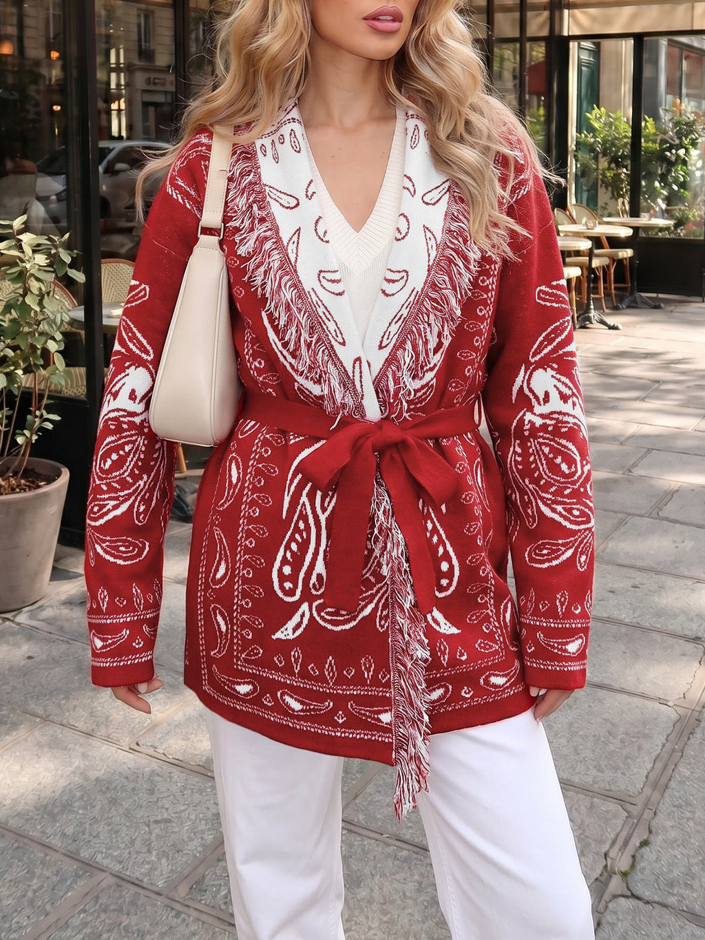 Saodimallsu Womens Tassel Knit Cardigan