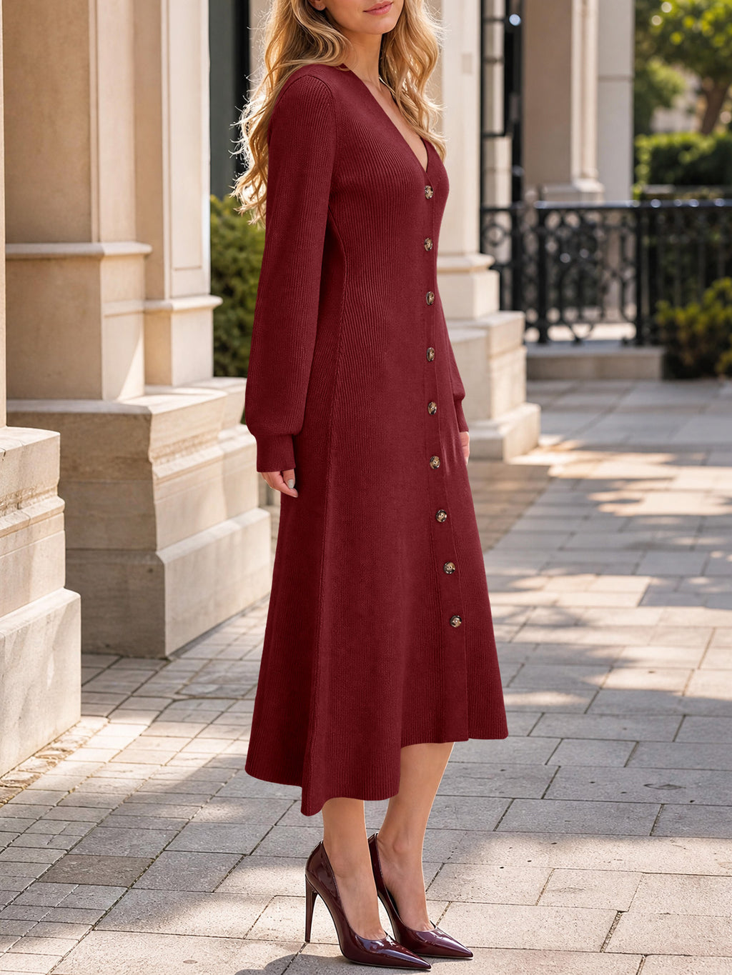 Saodimallsu Womens V Neck Sweater Dress